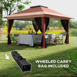 Outsunny 3.6 X 3.6M Pop Up Gazebo With Netting And Wheeled Bag, Brown - thumbnail 7