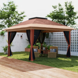 Outsunny 3.6 X 3.6M Pop Up Gazebo With Netting And Wheeled Bag, Brown - thumbnail 1