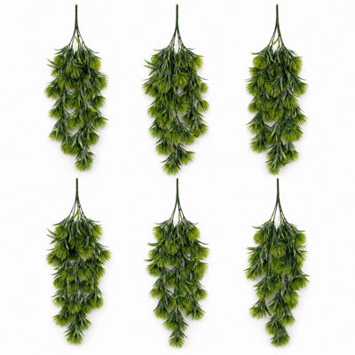 Leaf Pack Of 6 X 75Cm Artificial Green Thistle Trailing Hanging Plant Faux Floral - image 1