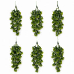 Leaf Pack Of 6 X 75Cm Artificial Green Thistle Trailing Hanging Plant Faux Floral - thumbnail 1