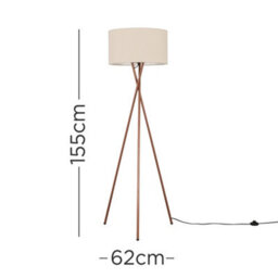 Valuelights Camden Copper Tripod Floor Lamp With Cream Shade And Bulb - thumbnail 6