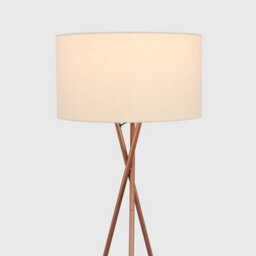 Valuelights Camden Copper Tripod Floor Lamp With Cream Shade And Bulb - thumbnail 2