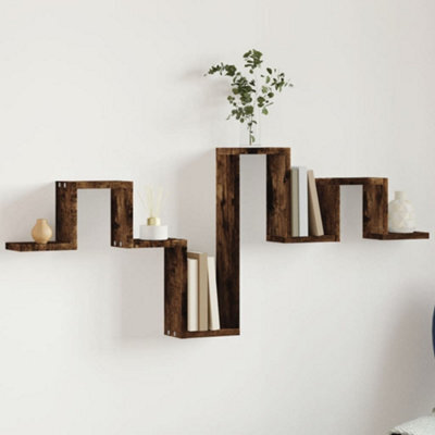 Walplus Wall Shelf Smoked Oak 104.5X10X43 Cm Engineered Wood - image 1