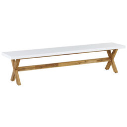 Beliani Garden Dining Set With Benches 6 Seater Olbia Concrete White - thumbnail 4