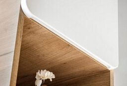 Impact Furniture Bathroom Wall Cabinet Tall Storage Unit White Gloss And Oak Tallboy Slim Narrow Shelving Aruba - thumbnail 6