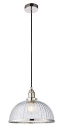 Anson Lighting Pampa Pendant Light Finished In Bright Nickel Plate And Clear Ribbed Glass - thumbnail 5