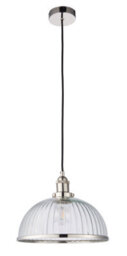 Anson Lighting Pampa Pendant Light Finished In Bright Nickel Plate And Clear Ribbed Glass - thumbnail 6