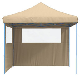 Walplus Foldable Party Tent Garden Gazebo Canopy Pop-Up With 2 Sidewalls Beige - thumbnail 4