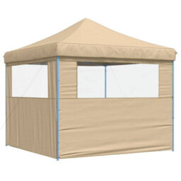 Walplus Foldable Party Tent Garden Gazebo Canopy Pop-Up With 2 Sidewalls Beige - thumbnail 5