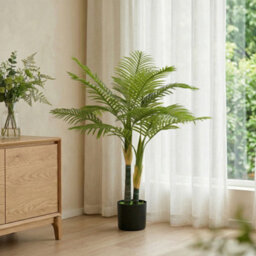 Homcom 120Cm Artificial Palm Tree With 14 Peva Leaves In Pot, Green - thumbnail 8