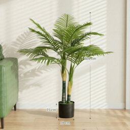 Homcom 120Cm Artificial Palm Tree With 14 Peva Leaves In Pot, Green - thumbnail 3