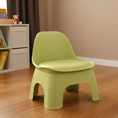 Green Thickened Plastic Round Stool With Backrest Portable Low Stool Modern Design - image 1