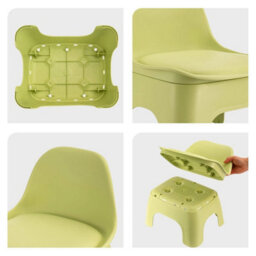 Green Thickened Plastic Round Stool With Backrest Portable Low Stool Modern Design - thumbnail 3