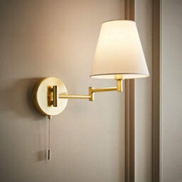 Valuelights Sonia Brushed Gold Swing Arm Wall Light With Tapered Shade