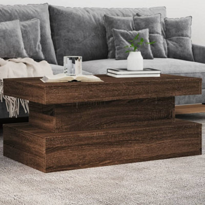 Berkfield Coffee Table With Led Lights Brown Oak 90X50X40 Cm - image 1