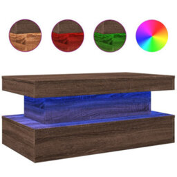 Berkfield Coffee Table With Led Lights Brown Oak 90X50X40 Cm - thumbnail 2