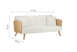 Rattan Sofa Bed White Boucle Fabric Birlea Lima 3 Seater Settee Click Clack - thumbnail 8