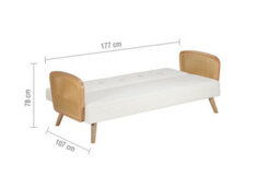 Rattan Sofa Bed White Boucle Fabric Birlea Lima 3 Seater Settee Click Clack - thumbnail 9