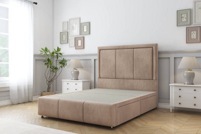 "Sloomy Lancaster Mink Naples Divan Bed No Drawers-26"" Strutted Headboard 12"" Footboard 2'6 Small Single" - image 1