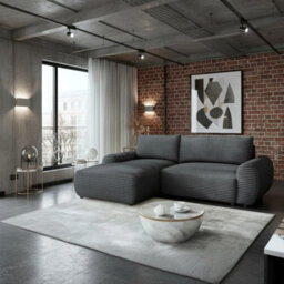 Bello L Shape Sofa Bed With Bedding Storage Contoured Cushions Modern Living Room Corner Settee Furnipol Graphite Left - thumbnail 1