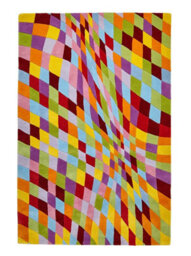 Multi Wool Rug, Chequered Geometric Optical/ (3D) Rug, Handmade Modern Funky Luxurious Rug For Diningroom-120Cm X 170Cm - thumbnail 1