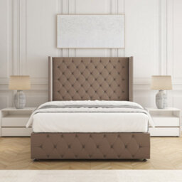 Bsspoke Mayfair Divan Bed In Mink Plush Velvet With 54Inch Headboard & Footboard & No Mattress No Drawers In All Sizes - thumbnail 3