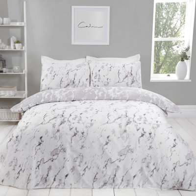 Smart Living Luxury Marble Monochrome Reversible Duvet Cover With Pillowcases - image 1