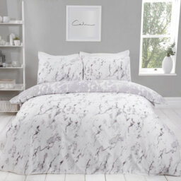 Smart Living Luxury Marble Monochrome Reversible Duvet Cover With Pillowcases