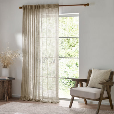 Yard Cirrus Woven Sheer Curtain Panel Linen (W)290Cm X (D)250Cm - image 1