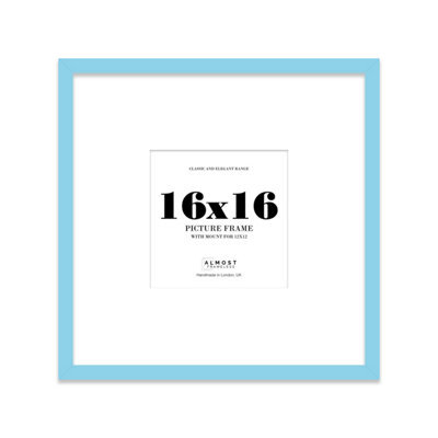 "16X16"" Light Blue Picture Frame - 16X16"" Square Frame With 12X12"" Mount For 16X16""/12X12"" Pictures Moderrn Style Thin Edge, 1 Pack" - image 1