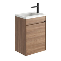 Plum&clay Rigel Natural Oak Wall Hung Cloakroom Vanity Unit With Resin Basin (W)44Cm (H)63Cm