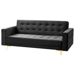 Beliani Sofa Bed 3 Seater Aberdeen Velvet Black - thumbnail 5