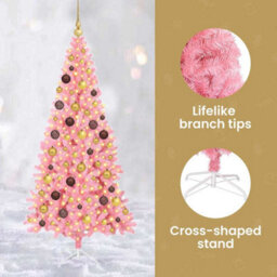 Vidaxl Christmas Tree With 300 Leds With Stand Pink 180 Cm Pvc - thumbnail 8