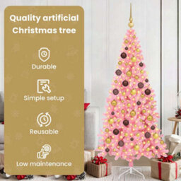 Vidaxl Christmas Tree With 300 Leds With Stand Pink 180 Cm Pvc - thumbnail 7