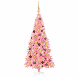 Vidaxl Christmas Tree With 300 Leds With Stand Pink 180 Cm Pvc - thumbnail 2
