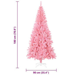 Vidaxl Christmas Tree With 300 Leds With Stand Pink 180 Cm Pvc - thumbnail 3