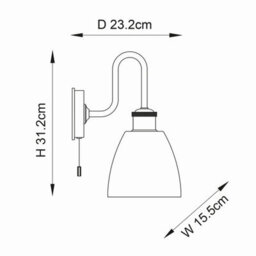 Luminosa Lighting Luminosa Piper Bathroom Wall Lamp Chrome Plate, Gloss Opal Glass, 1X E27 - thumbnail 8
