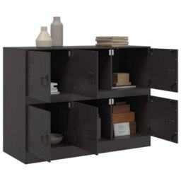 Berkfield Sideboard Black 99X39X73 Cm Steel - thumbnail 5