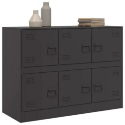 Berkfield Sideboard Black 99X39X73 Cm Steel - thumbnail 4