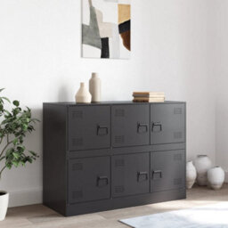 Berkfield Sideboard Black 99X39X73 Cm Steel - thumbnail 3