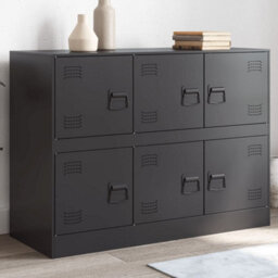 Berkfield Sideboard Black 99X39X73 Cm Steel - thumbnail 1