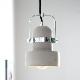 Wyld And Coco Industrial Concrete Pendant Lamp - Grey Round Shade, Adjustable Drop, Led-Ready - thumbnail 2