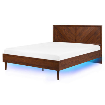 Beliani Bed With Led Mialet 160 X 200 Cm (Eu King Size) Dark Brown - image 1