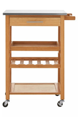 Orsina Compact Design Bamboo One Drawer Kitchen Trolley, Sturdy Kitchen Trolley For Guests, Multi Tier Trolley - image 1