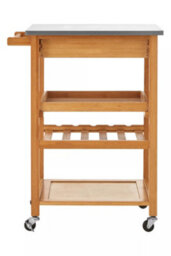 Orsina Compact Design Bamboo One Drawer Kitchen Trolley, Sturdy Kitchen Trolley For Guests, Multi Tier Trolley - thumbnail 4
