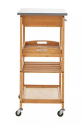 Orsina Compact Design Bamboo One Drawer Kitchen Trolley, Sturdy Kitchen Trolley For Guests, Multi Tier Trolley - thumbnail 3