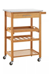 Orsina Compact Design Bamboo One Drawer Kitchen Trolley, Sturdy Kitchen Trolley For Guests, Multi Tier Trolley - thumbnail 2