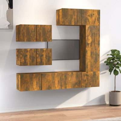 Berkfield 6 Piece Tv Cabinet Set Smoked Oak Engineered Wood - image 1