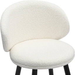 Lamboro Roma White Boucle Fixed Height Bar Stool With Black Legs & Curved Backrest, 66Cm - thumbnail 4