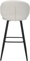 Lamboro Roma White Boucle Fixed Height Bar Stool With Black Legs & Curved Backrest, 66Cm - thumbnail 3